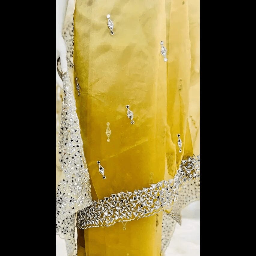 Gold Organza Ready to Wear Saree & Blouse Set Swift Saree