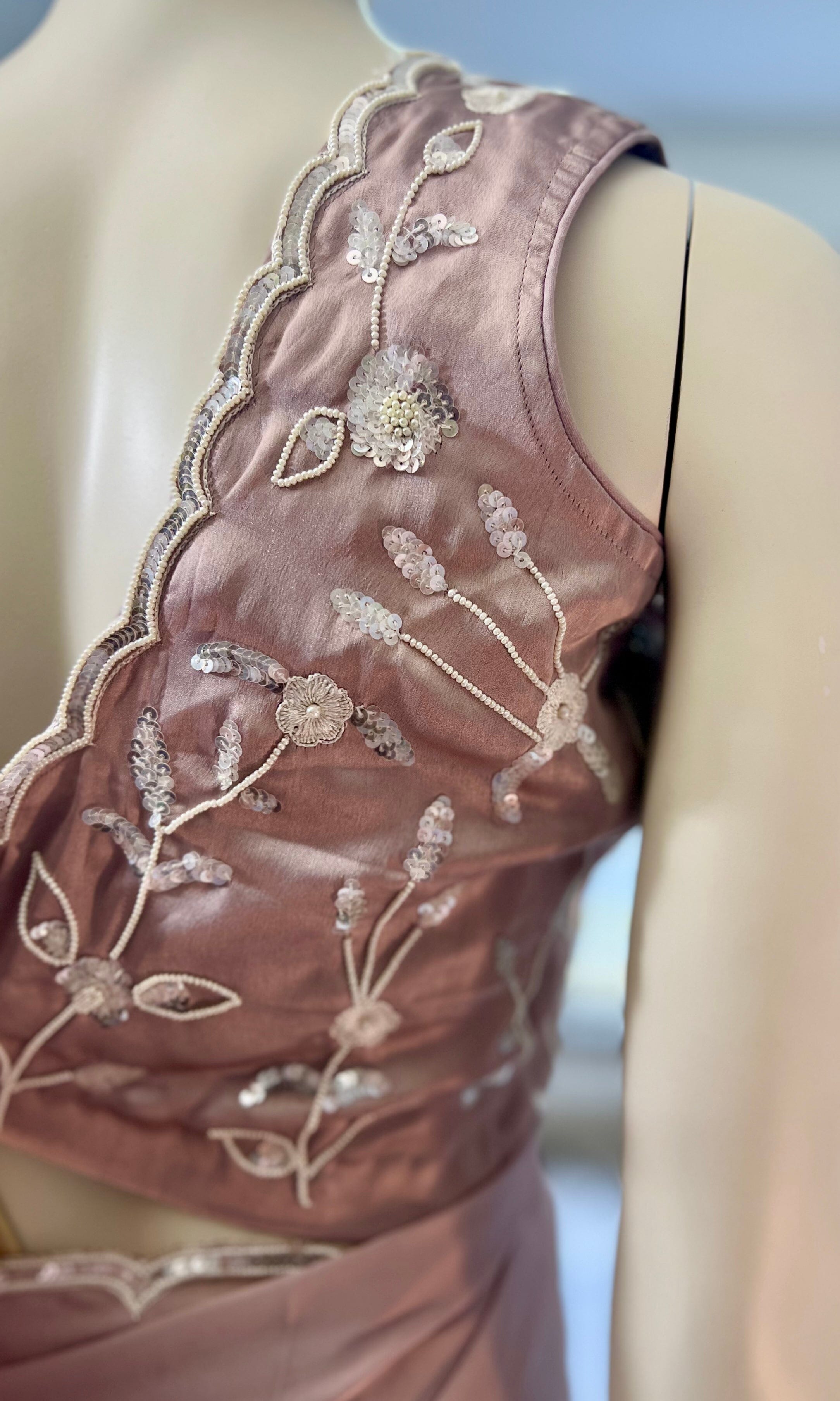 Light Purple Shimmer Chiffon Saree with Stitched Blouse Swift Saree
