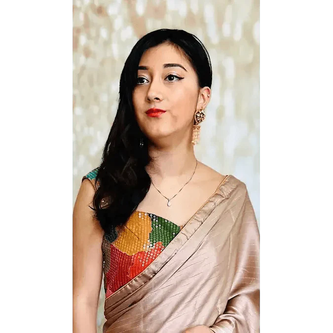 Mocha Satin Silk Readymade Saree with Embellished Blouse Swift Saree