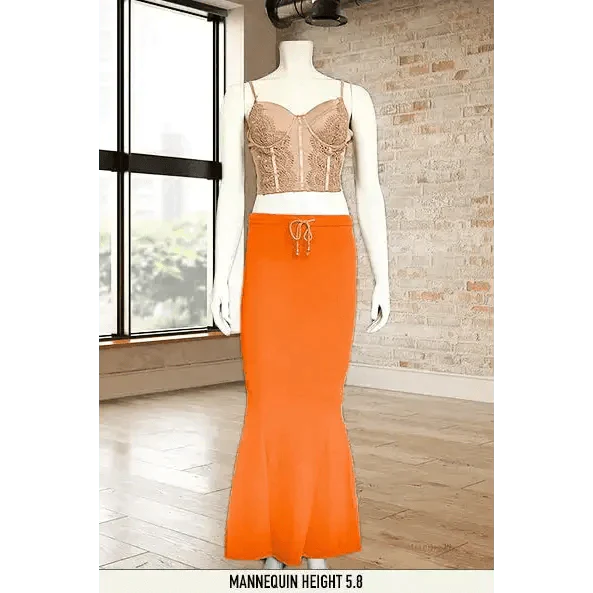 Orange Saree Shapewear with side slit and flare mermaid shape