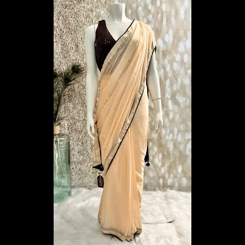 Peach Georgette Saree with Stitched Blouse Swift Saree