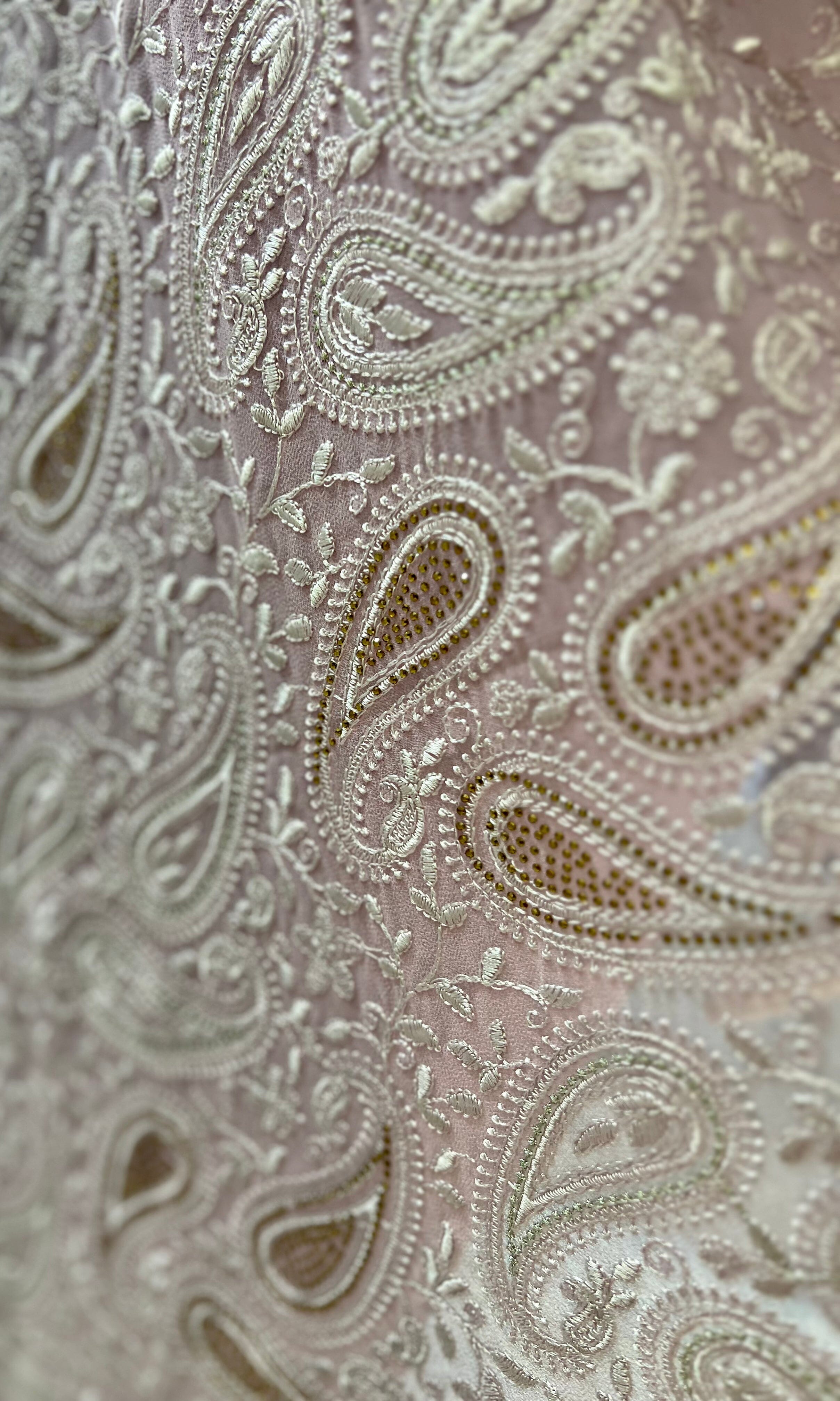 Pink Chikankari Georgette Saree with Stitched Blouse Swift Saree