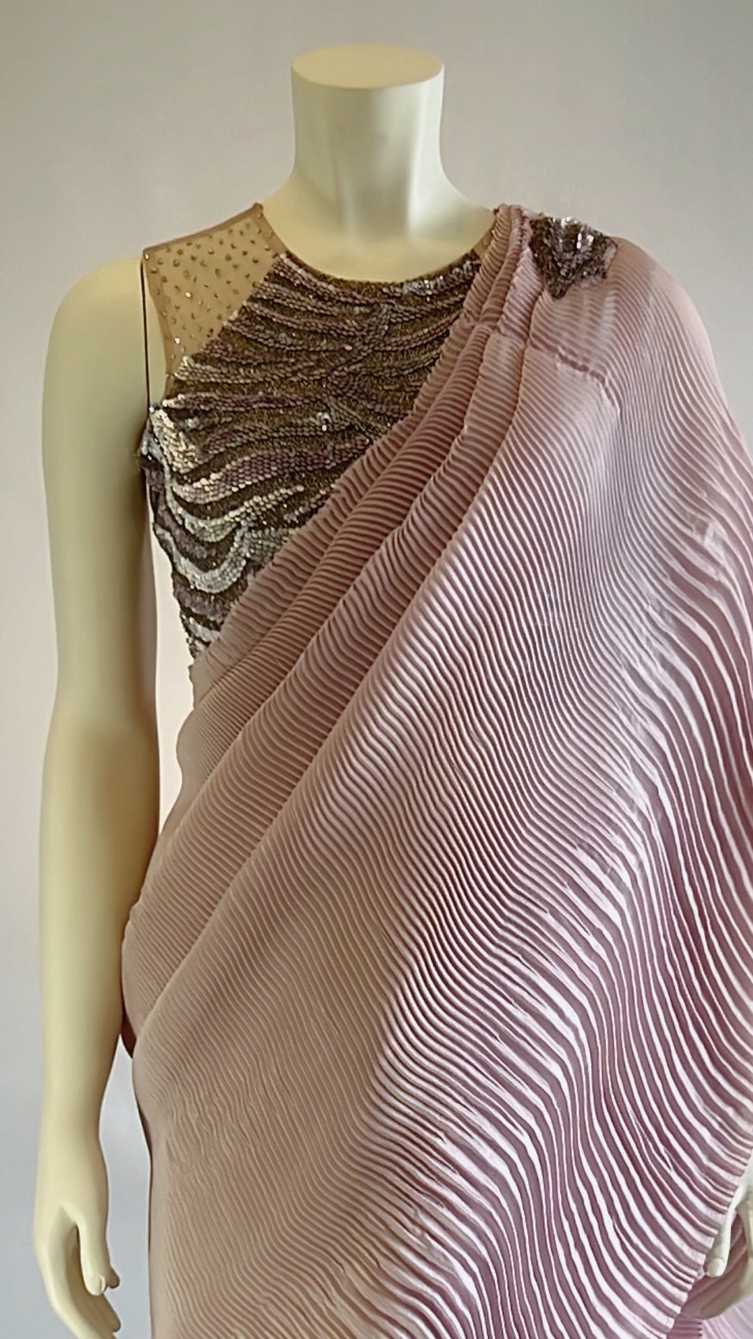 Dusty Rose Crushed Silk Ready-to-Wear Saree with Designer Blouse - Exquisite Elegance for Fashion-Forward Women | Buy Now