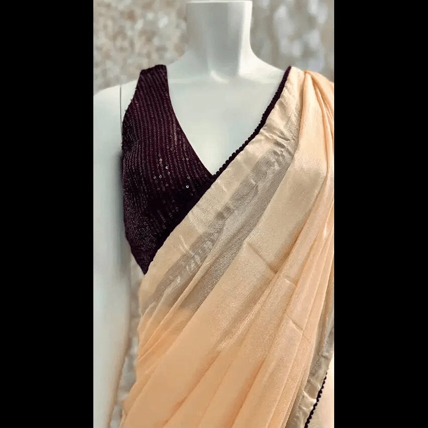 Peach Georgette Saree with Stitched Blouse Swift Saree