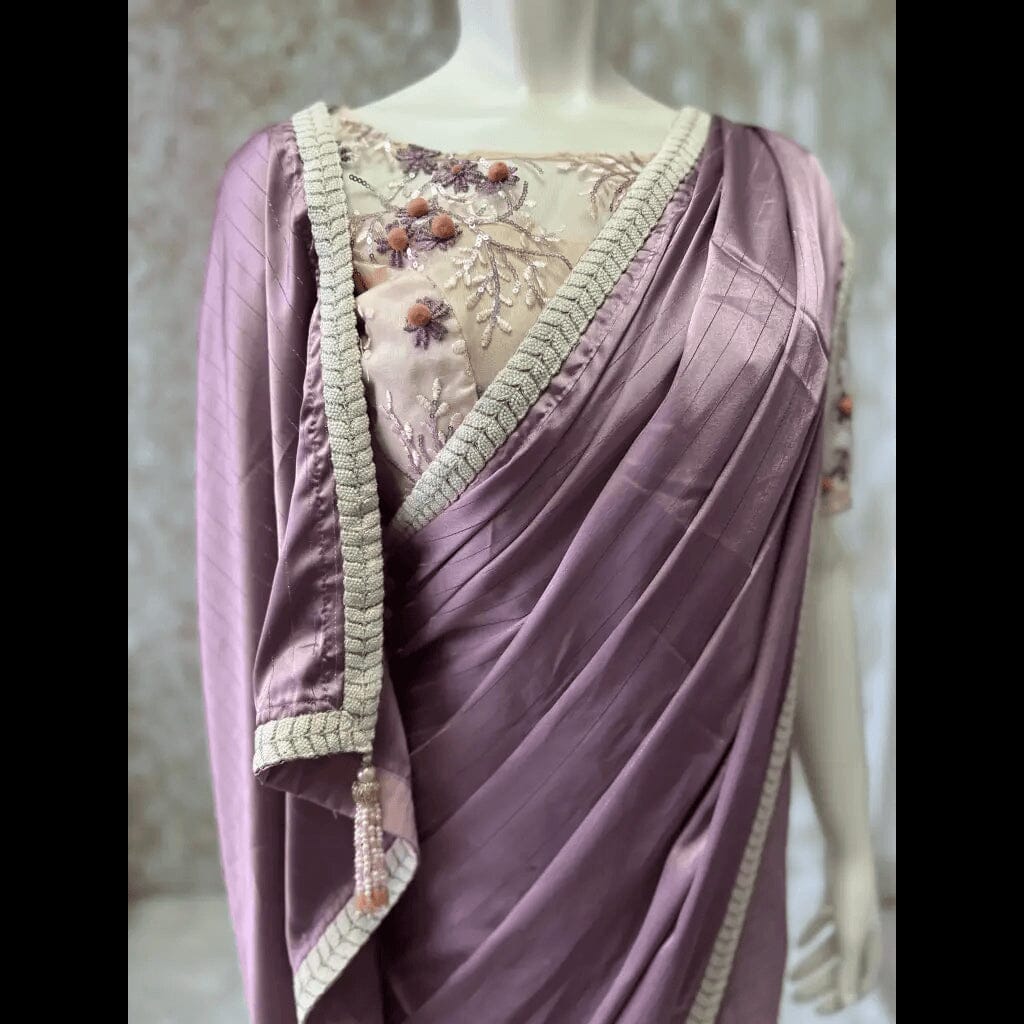 DESIGNER GEORGETTE SEQUENCE WORK 1 MINUTE SAREE WITH STITCHED BLOUSE –  Ethnicgarment