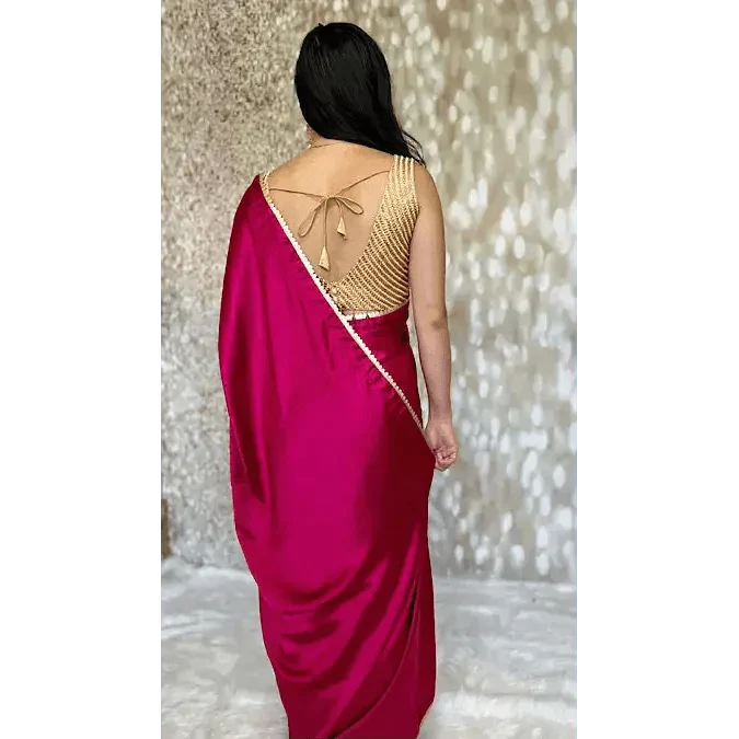 Red Cherry Ready-Pleated Saree and stitched blouse Swift Saree