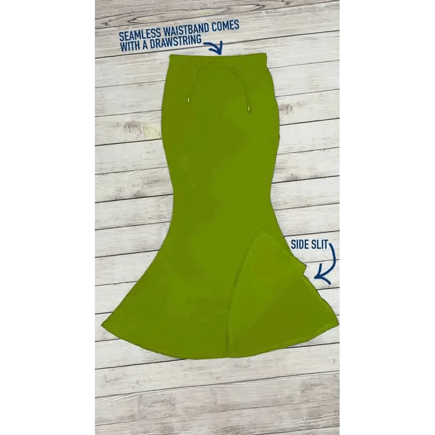 Sage Green Saree Shapewear with side slit and flare mermaid shape Swift Saree