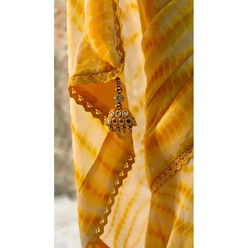 Yellow Ready Pleated Saree and stitched blouse Swift Saree