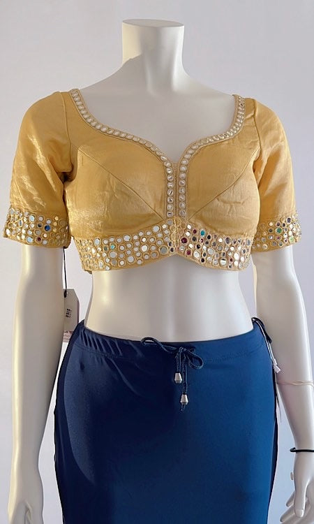 Blouse Embellished In mirrors with sweetheart Neckline